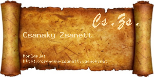 Csanaky Zsanett névjegykártya